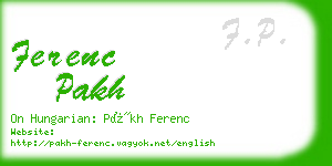 ferenc pakh business card